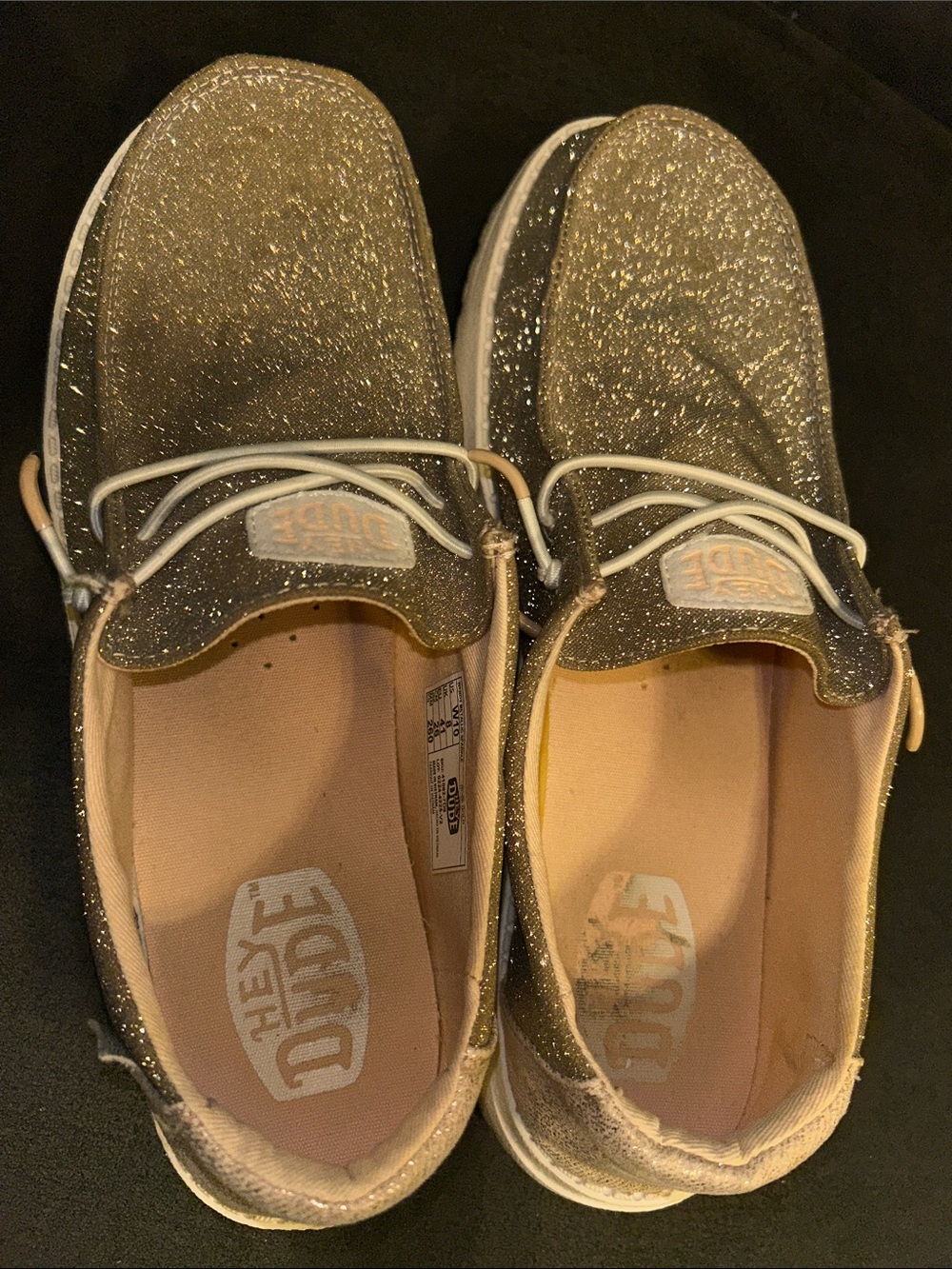 Hey Dude Wendy Metallic Sparkle Rose Gold Glitter Foam Slip On Shoes 10 Pink - Picture 9 of 12